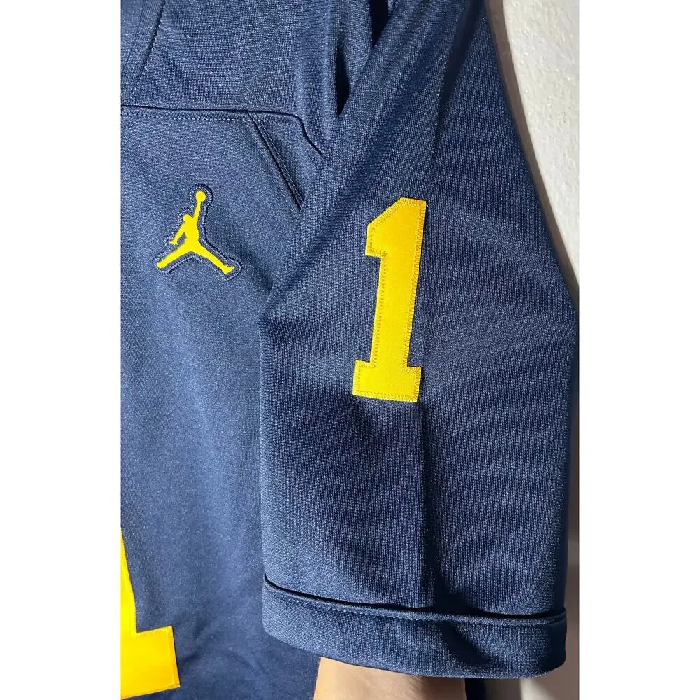 NWT Michigan Wolverines #1 NCAA Jordan Men’s Football Jersey Blue Stitched Sz M